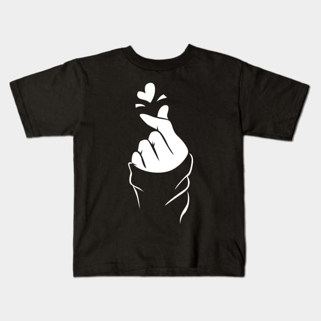 Korean Finger Heart Kids T-Shirt by aografz